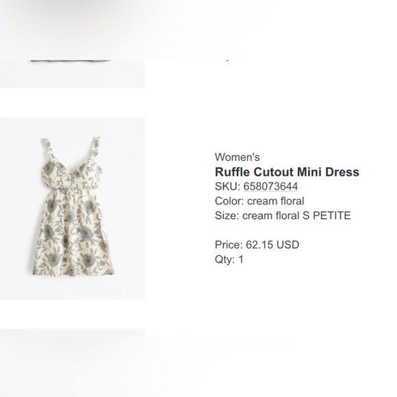 Abercrombie Adorable Ruffle Cutout Mini Dress - Size Small Petite - Picture 3 of 5